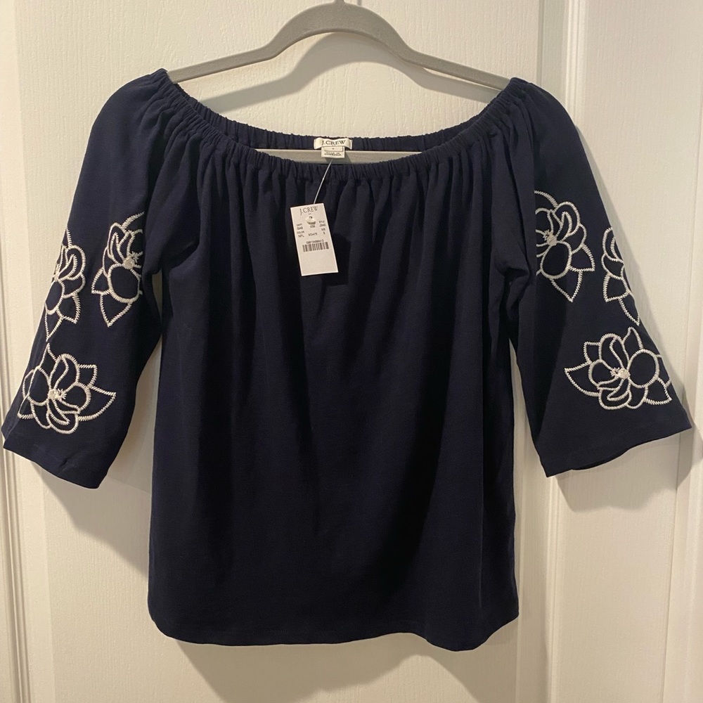 J Crew Factory  embroidered off the shoulder top